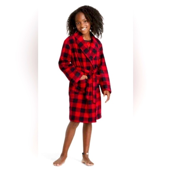 Wondershop - Kids Plaid Flannel Robe - Sz 10 - Picture 1 of 9